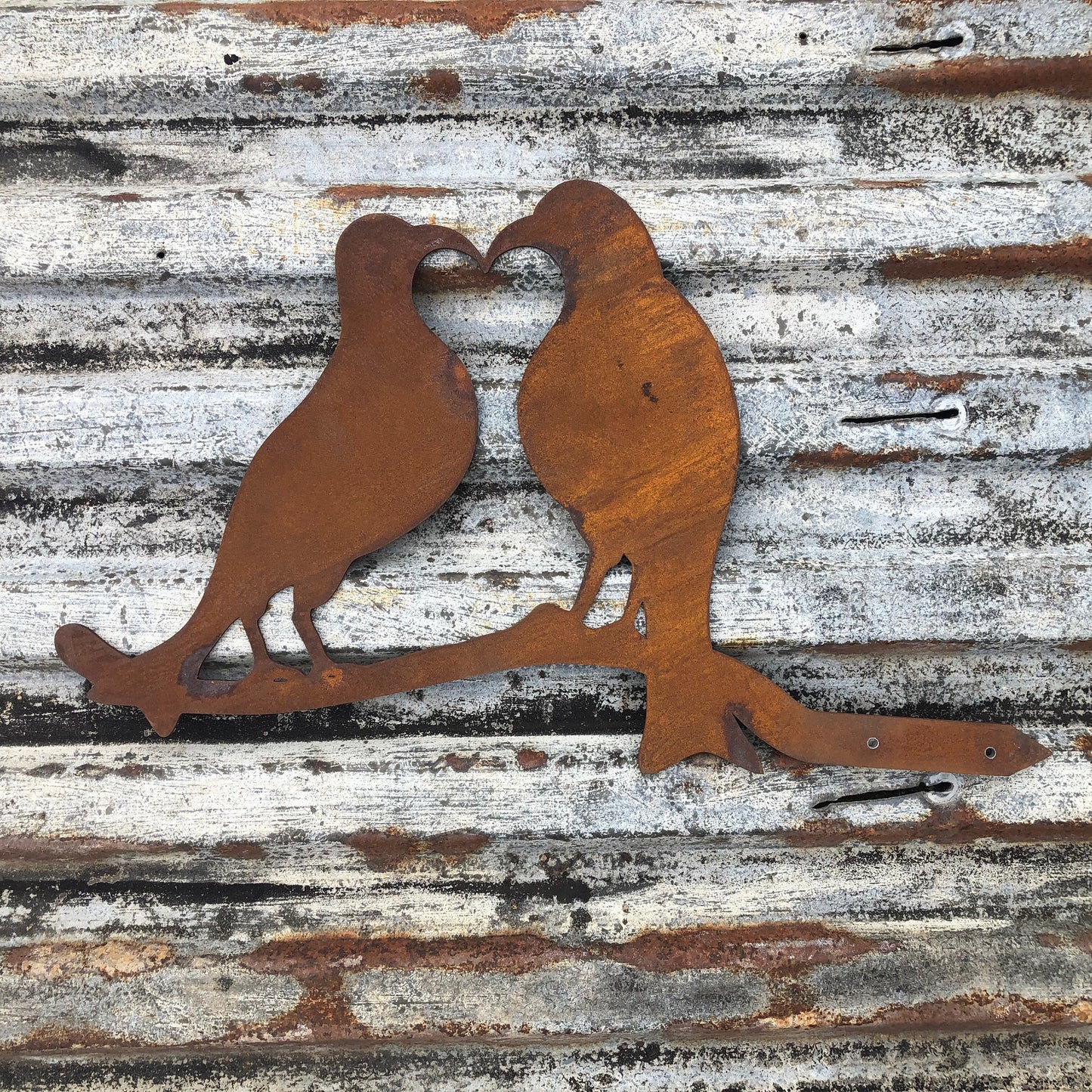 Rusty Metal Lovebirds Garden Decoration