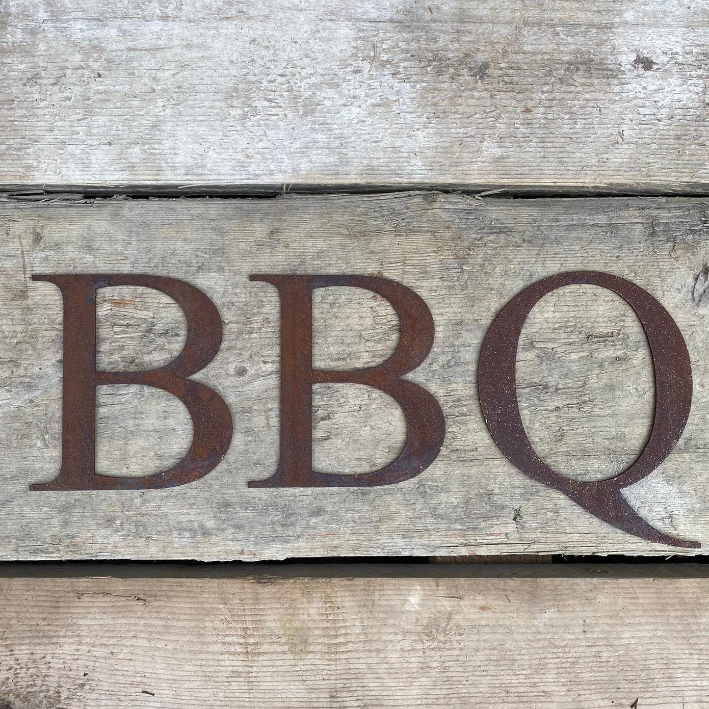 BBQ Sign , Classic Rusty Metal Lettering 5" Or 12" Tall