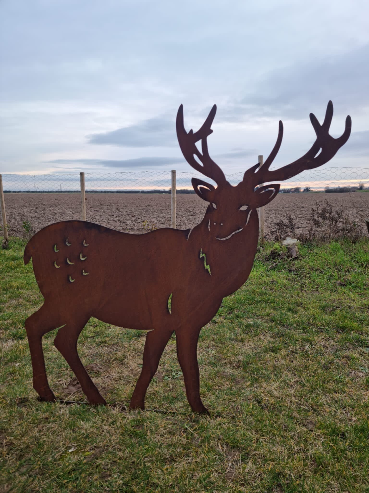 XL Rusty Metal Stag Garden Decoration