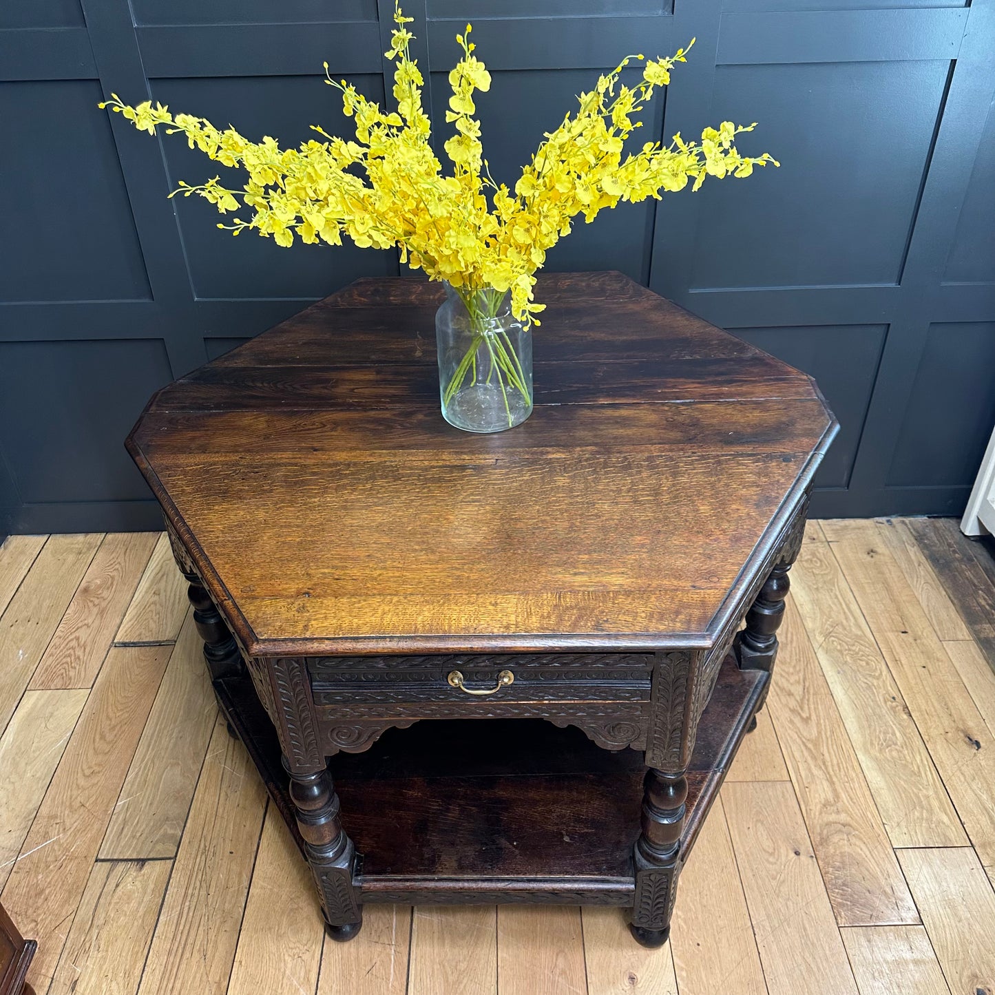 Antique Oak Credence Table / Hexagonal Table / Oak Sideboard / Lamp Table