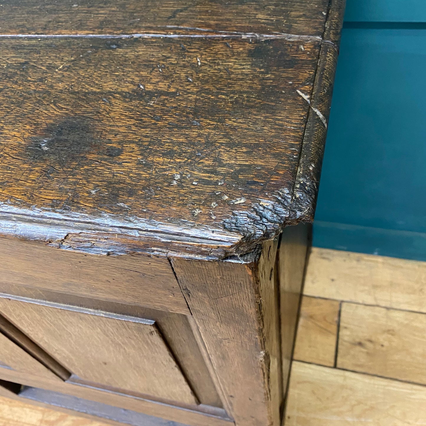 Antique Oak Coffer / Solid Oak Chest / Antique 18th Century Mule Chest/ Console