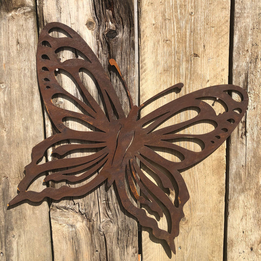 Large rusty metal butterfly wall art