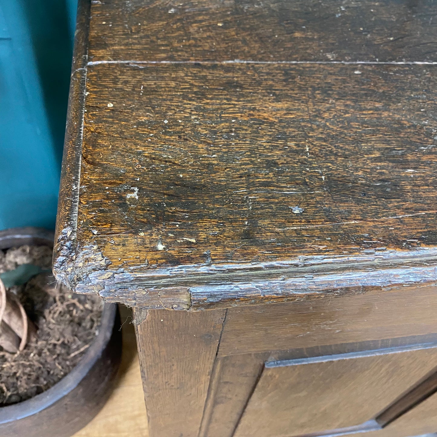 Antique Oak Coffer / Solid Oak Chest / Antique 18th Century Mule Chest/ Console
