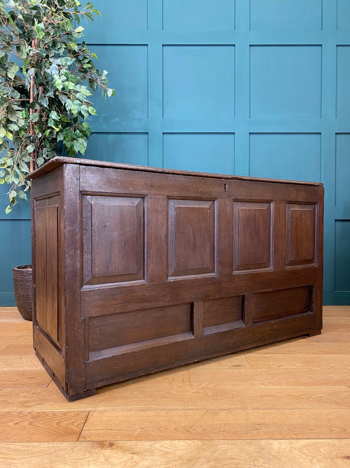 Antique Oak Coffer / Solid Oak Chest / Antique 18th Century Mule Chest/ Console