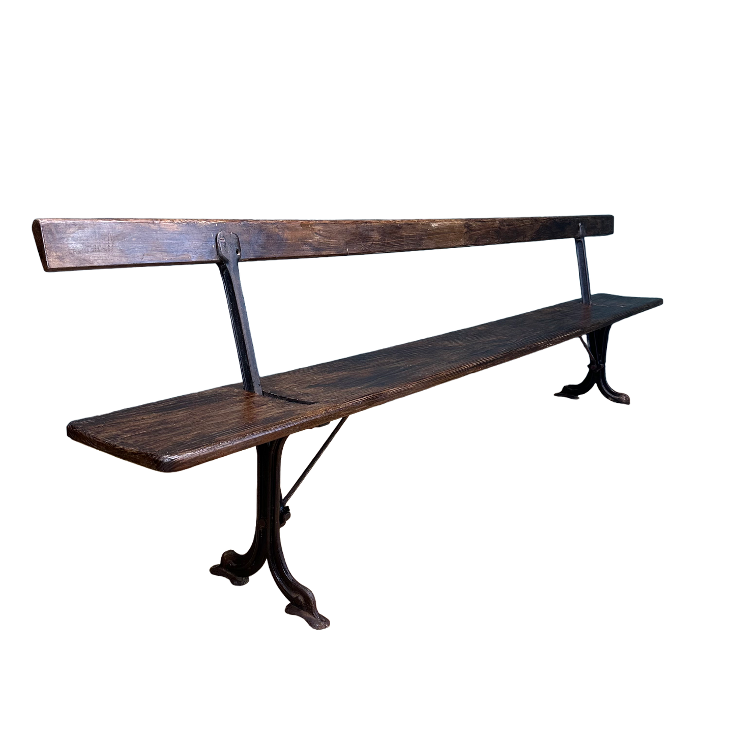 Antique Pitch Pine Bench / Railway Station Bench / Pine Hall Bench / Seating (b