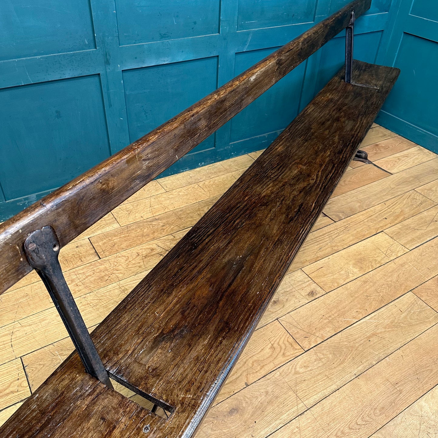 Antique Pitch Pine Bench / Railway Station Bench / Pine Hall Bench / Seating (b