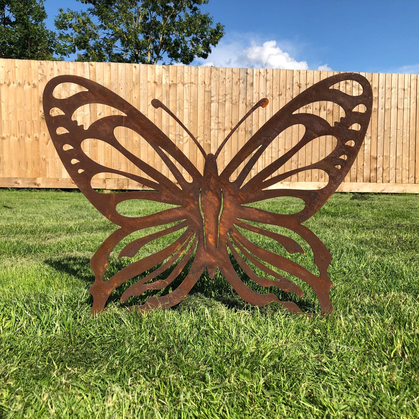 Large Rusty Metal Butterfly Decoration