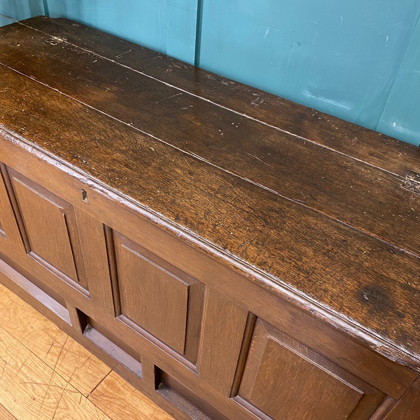 Antique Oak Coffer / Solid Oak Chest / Antique 18th Century Mule Chest/ Console