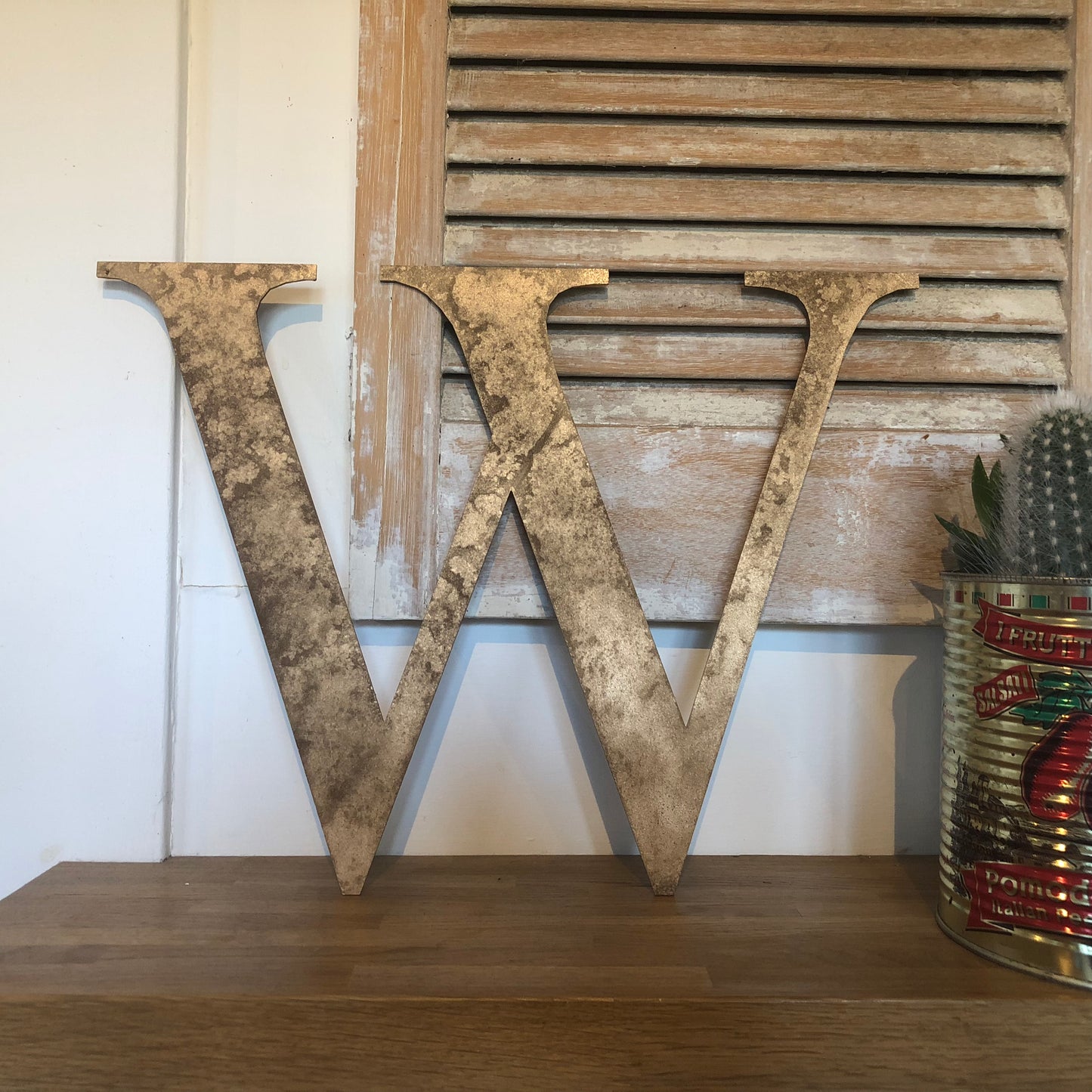 Distressed Gold 5" or 12" Classic Metal Letters, A-Z, 0-9