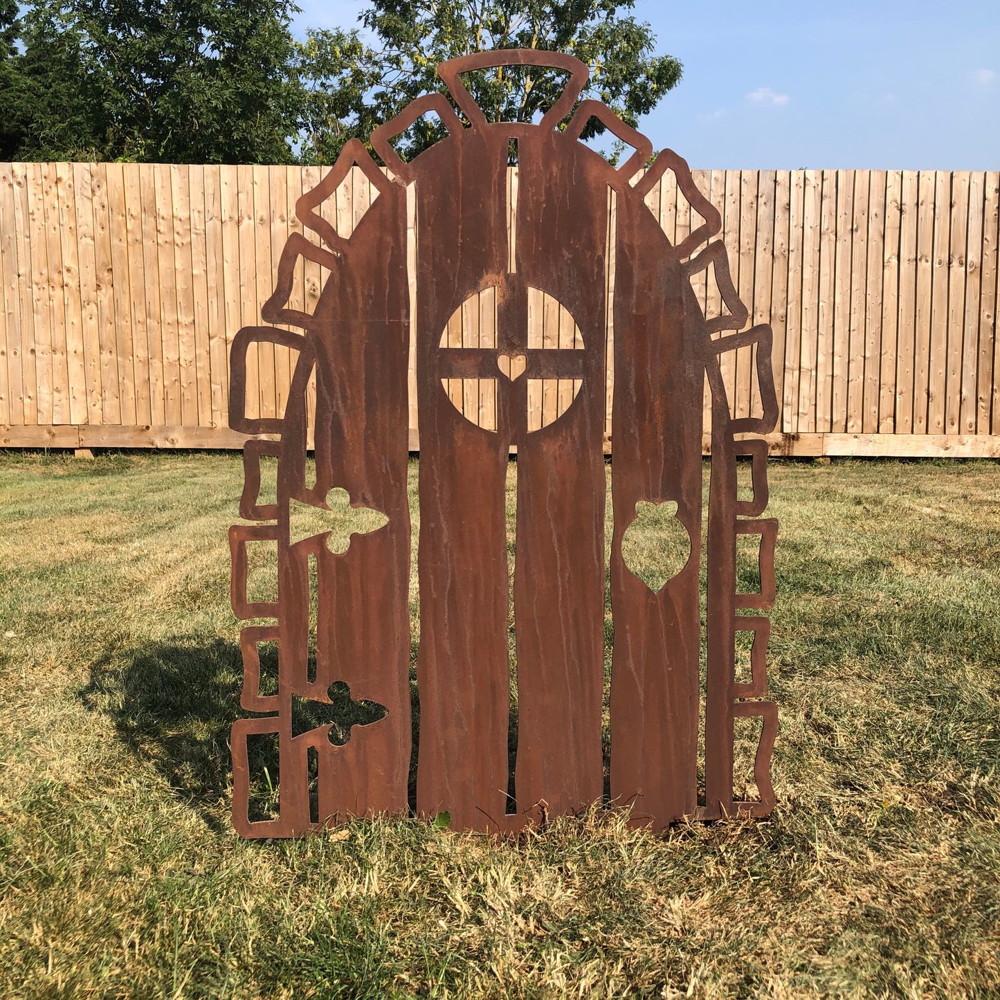 Large Rusty Metal Elf / Fairy Door Garden Decoration