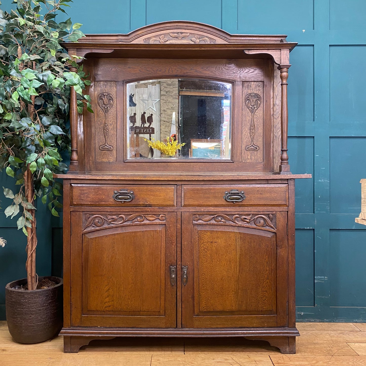 Antique Oak Dresser Mirrored Dresser Arts Crafts Oak