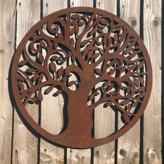 Rusty metal tree of life wall decoration