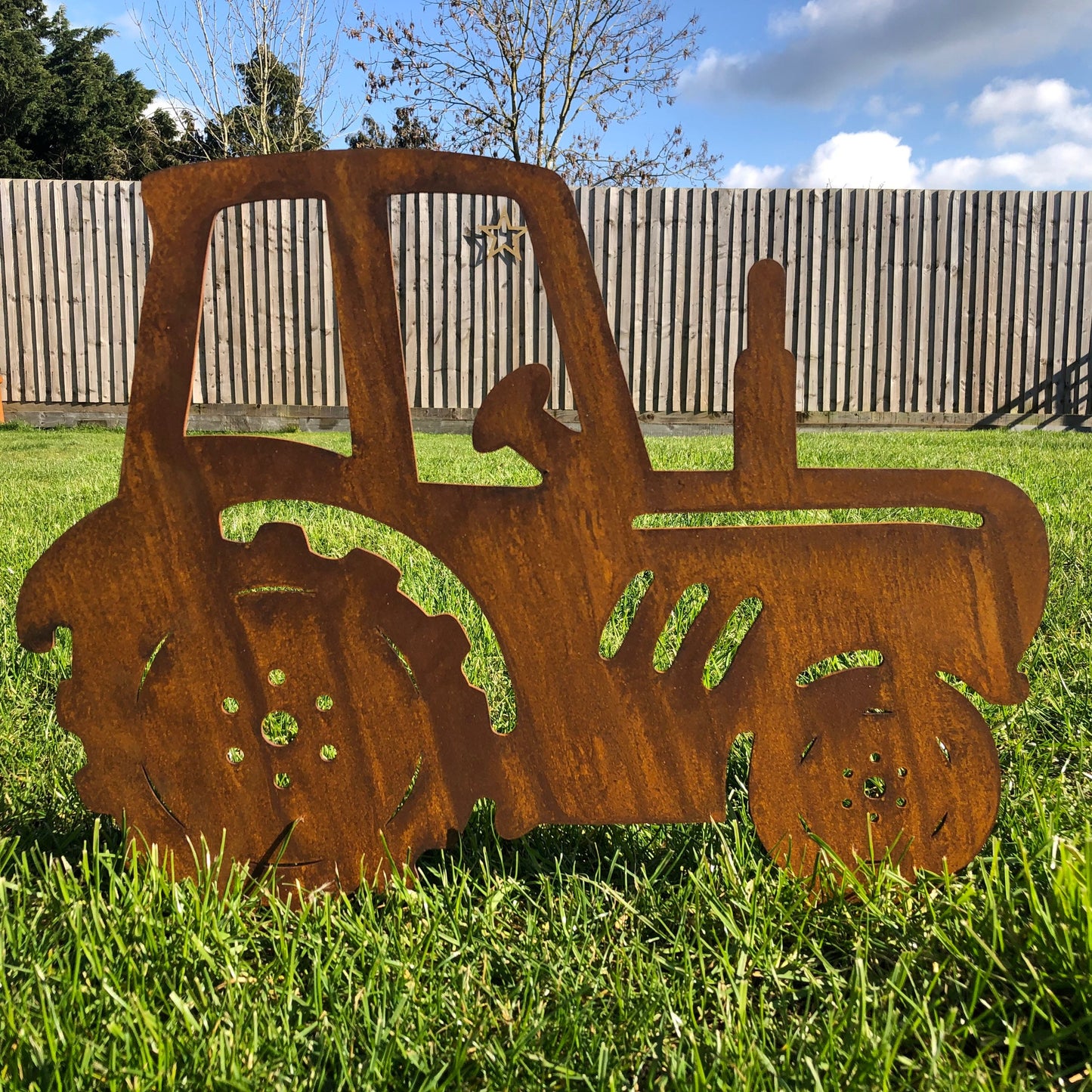Rusty Metal Tractor Garden Decoration