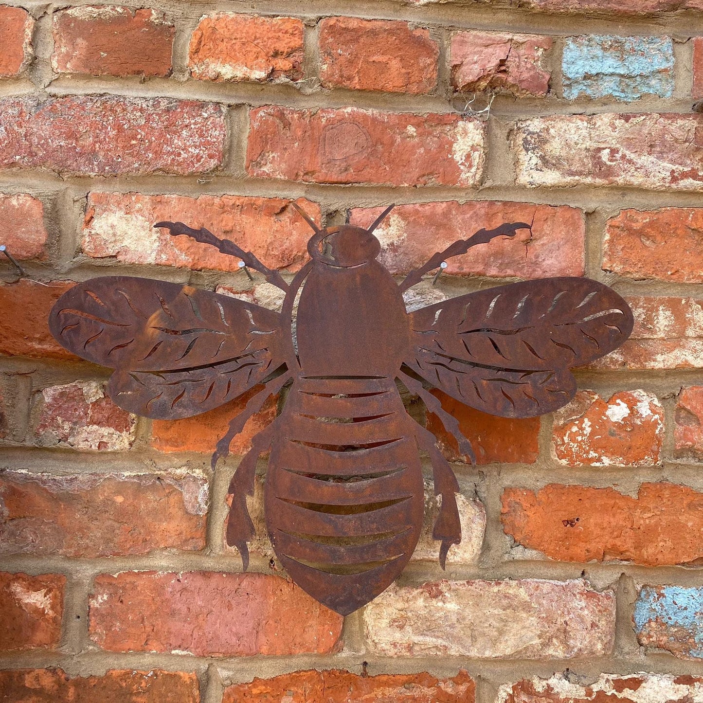 Large Rusty Metal Bee Plaque Wall Art