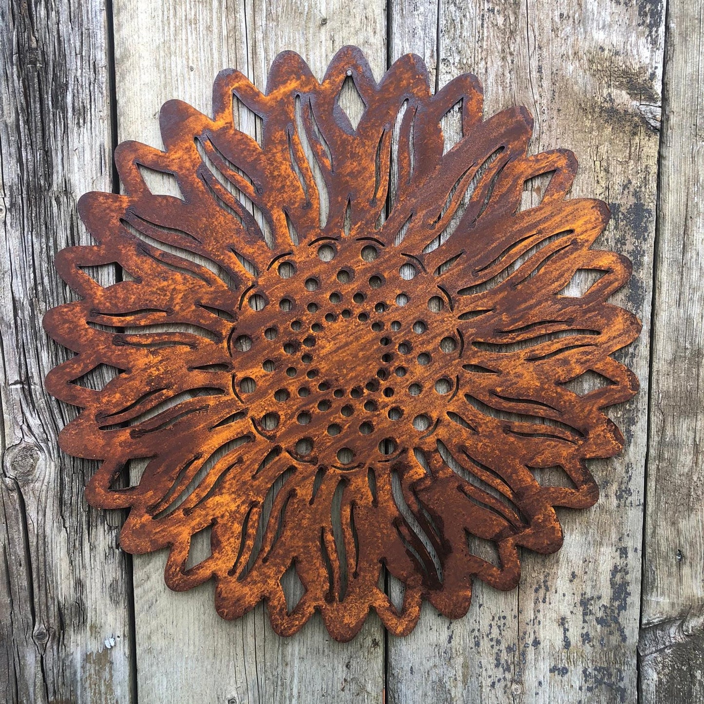 Large Rusty Metal Sunflower Garden Decoration