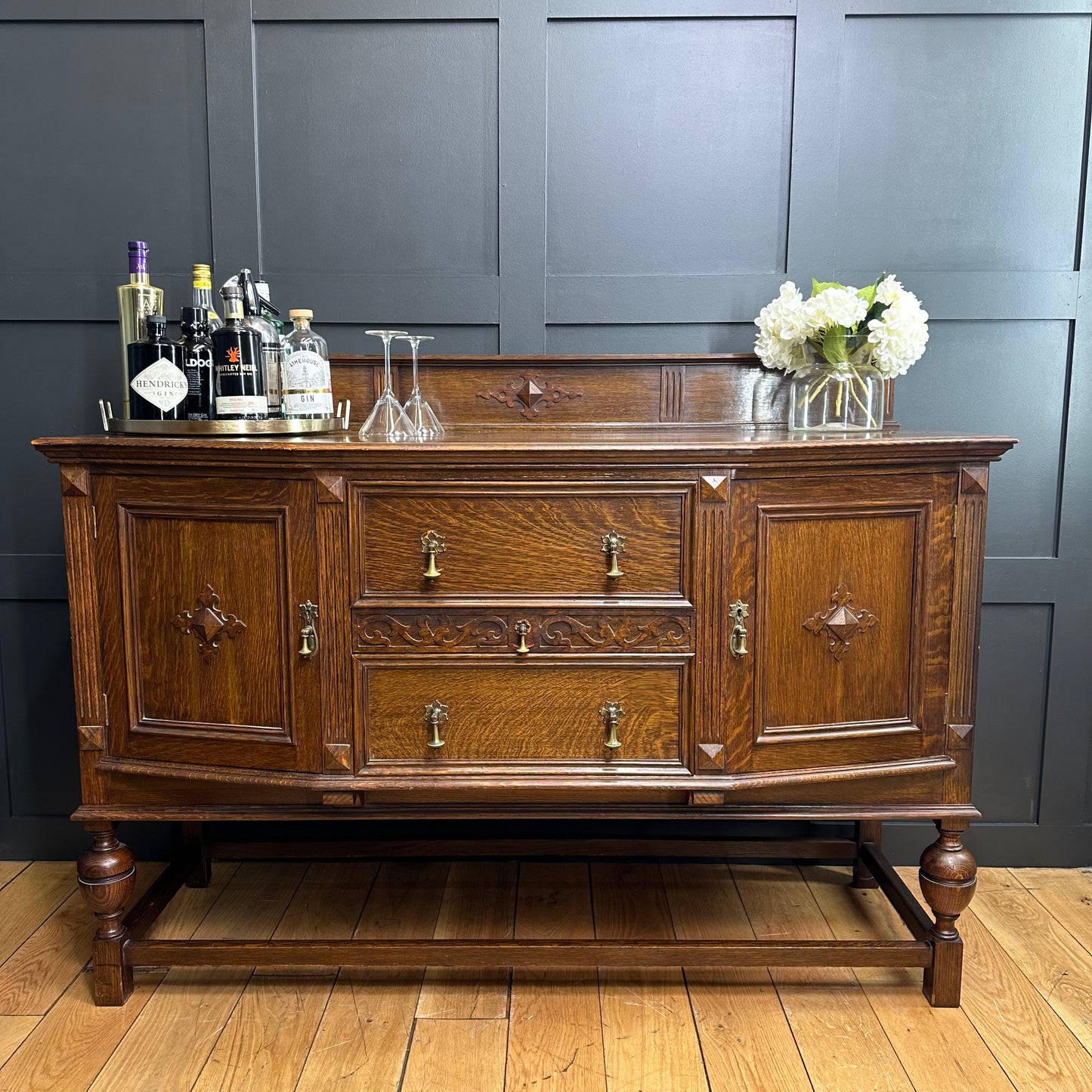 Antique large Oak Sideboard /Drinks Cabinet /Oak Cupboard/ Buffet Server