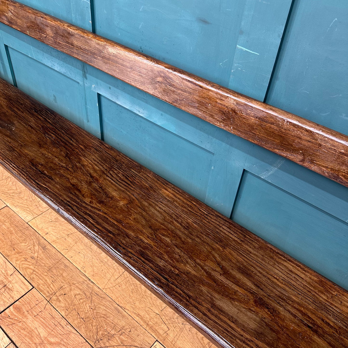 Antique Pitch Pine Bench / Railway Station Bench / Pine Hall Bench / Seating (b