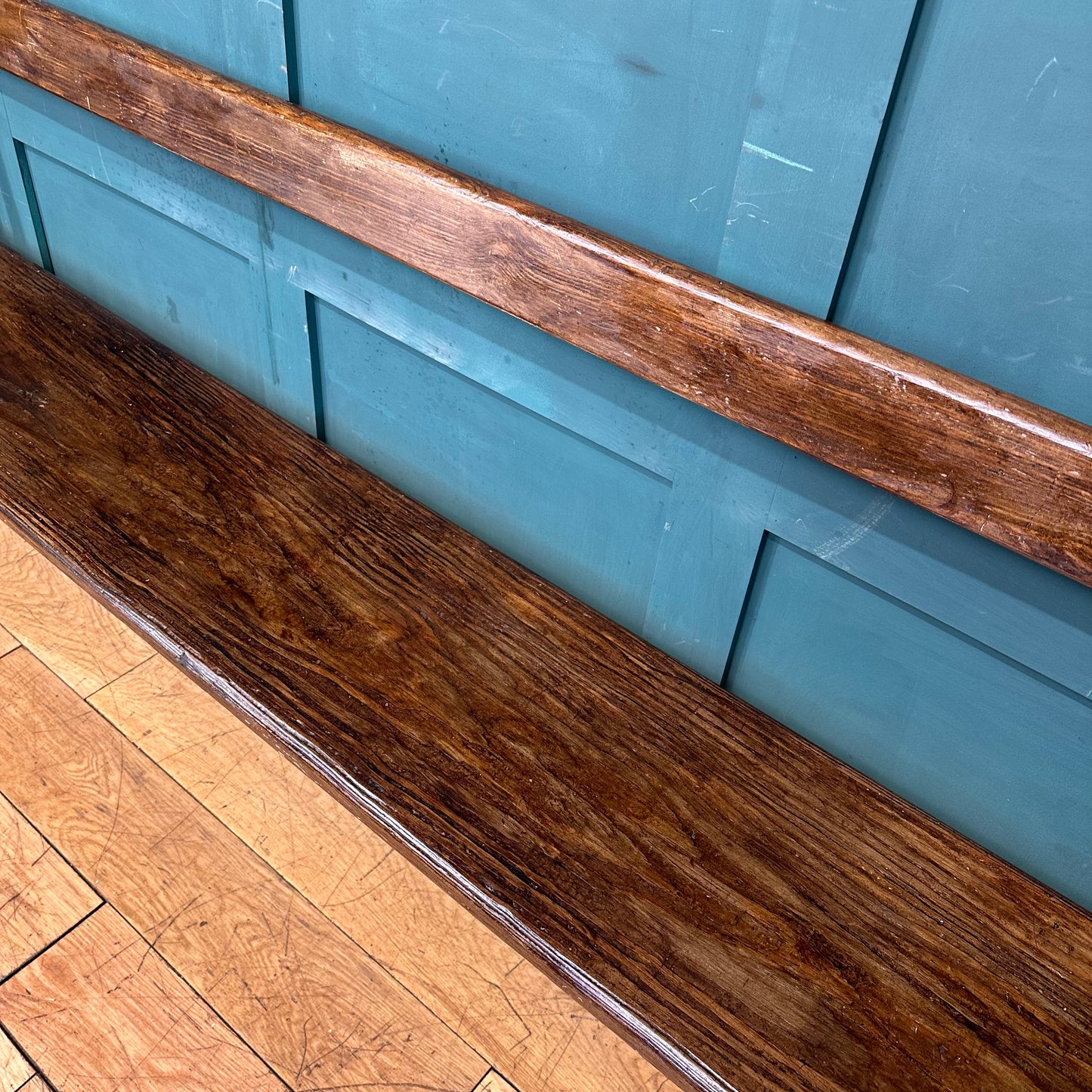 Antique Pitch Pine Bench / Railway Station Bench / Pine Hall Bench / Seating (b