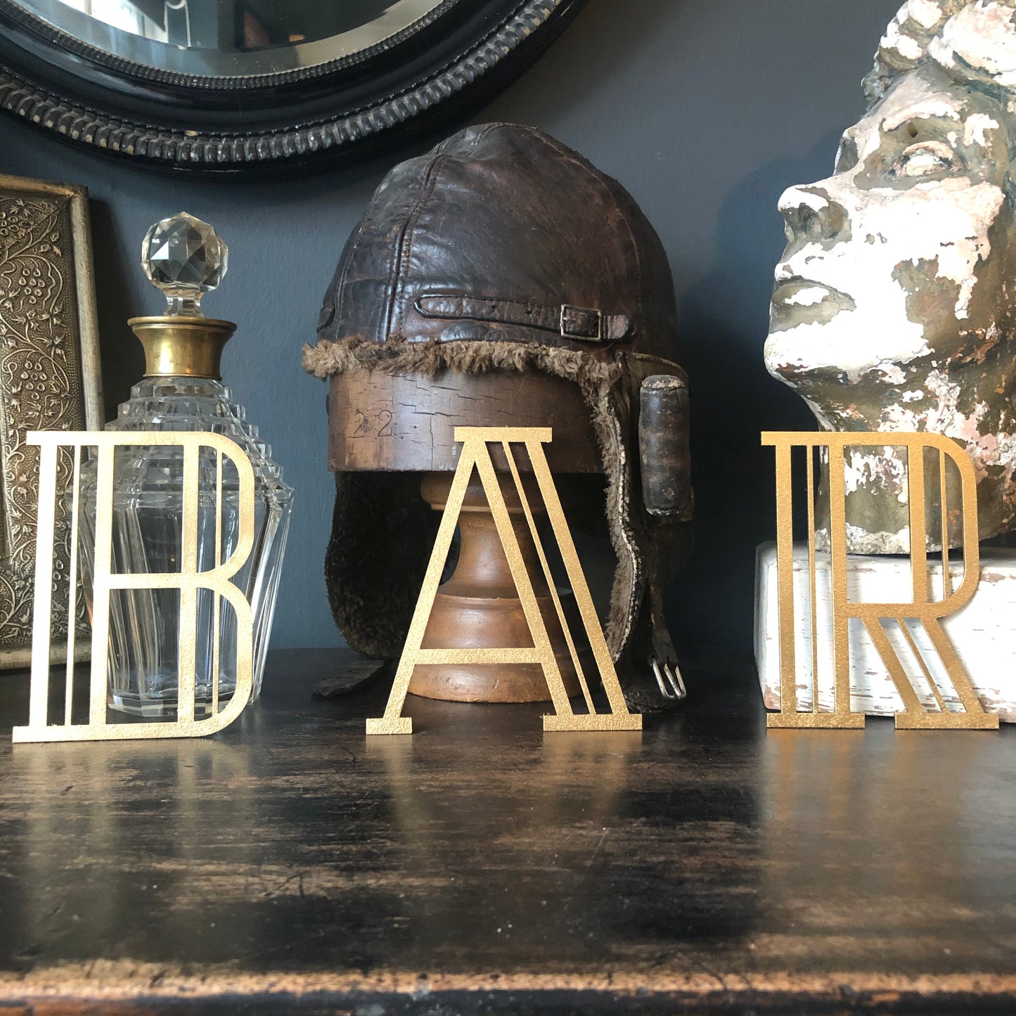 Gold Distressed 5" or 12" Art Deco Lettering A-Z 0-9