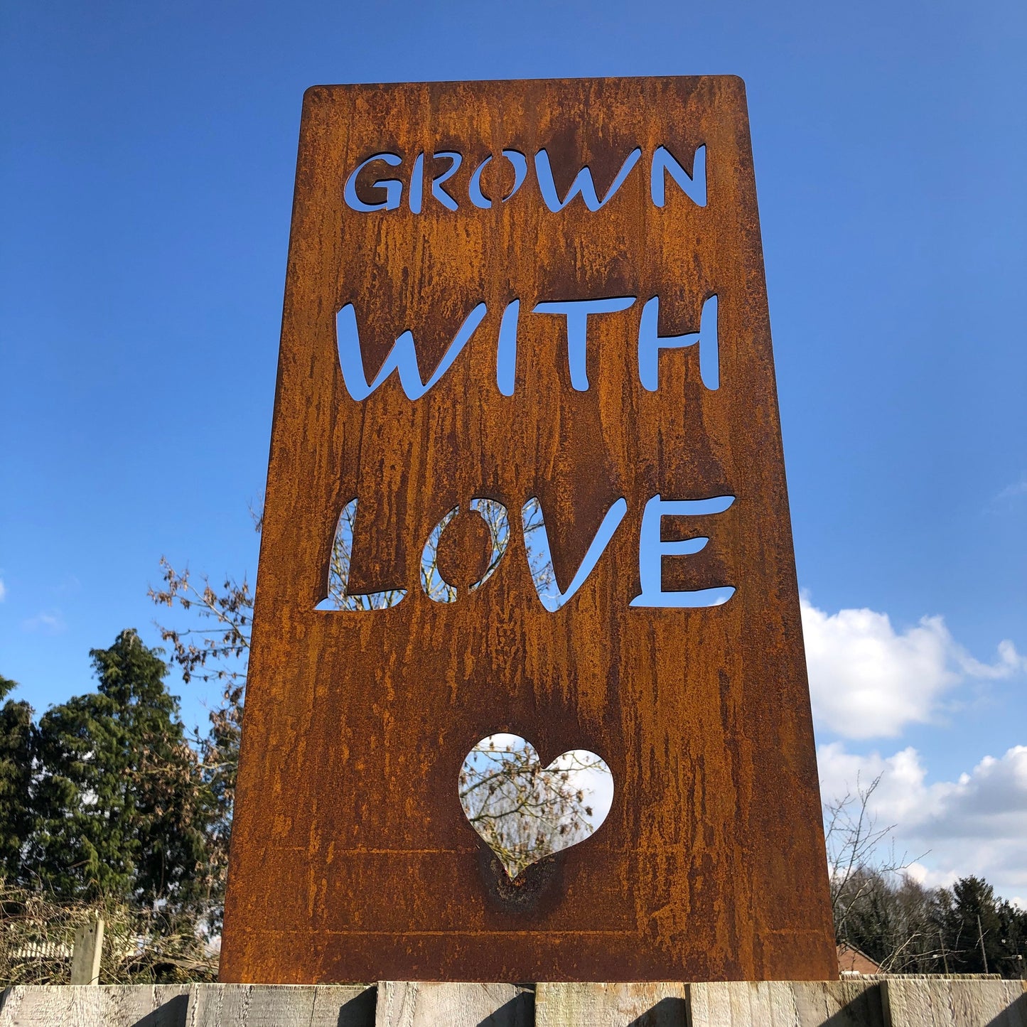 Rusty Metal Grown With Love Garden Sign