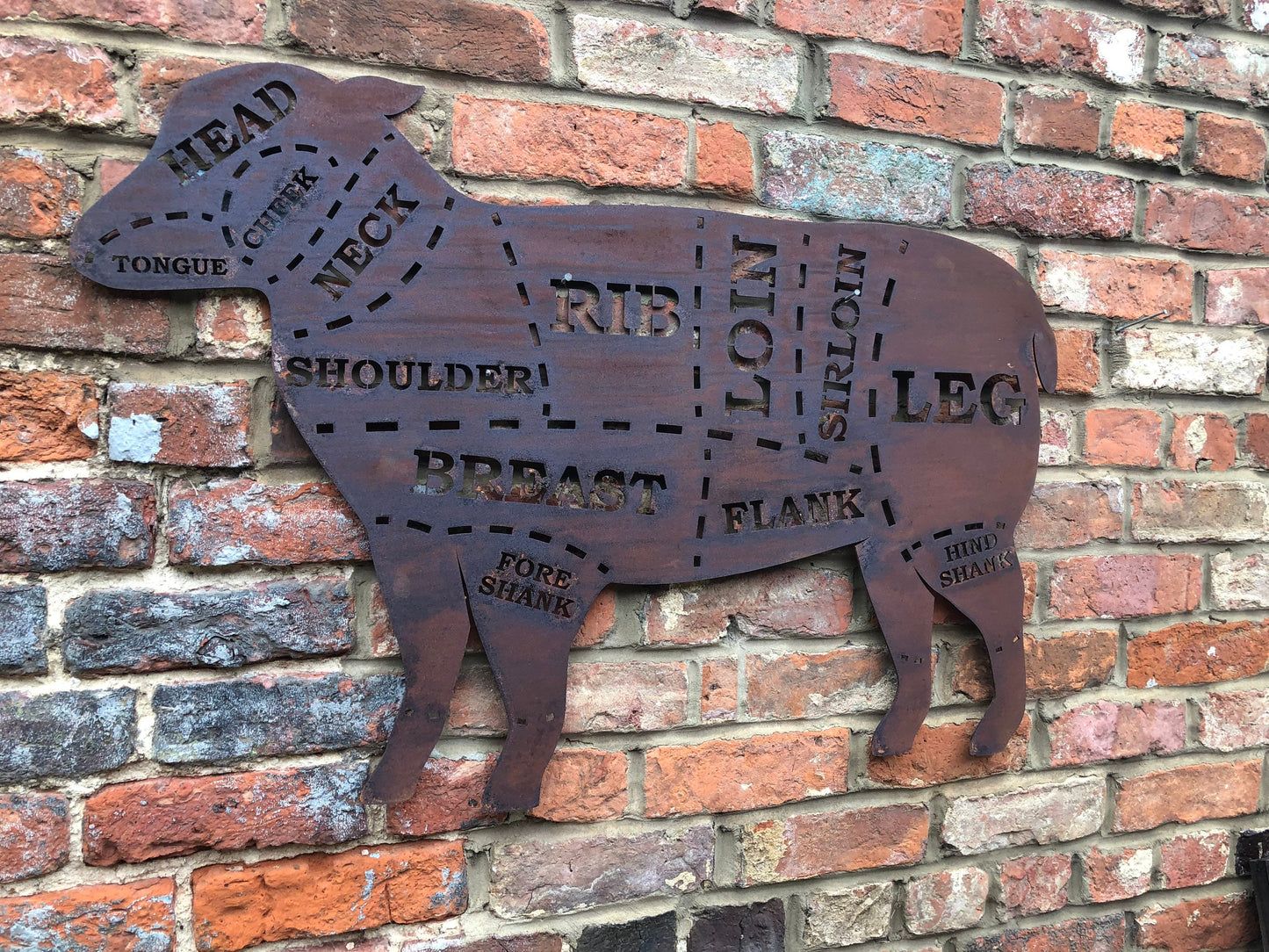 Large Rusty Metal Butchers Lamb Decoration