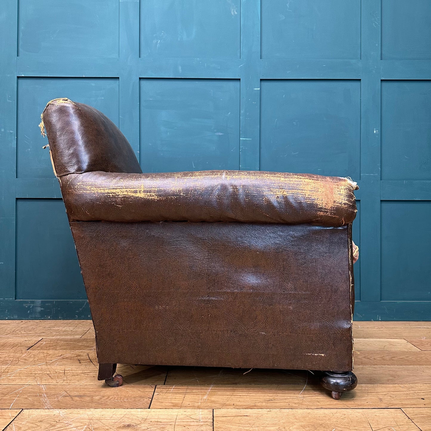 Antique Leather Armchair / French Club chair /Upholstered chair / Art Deco