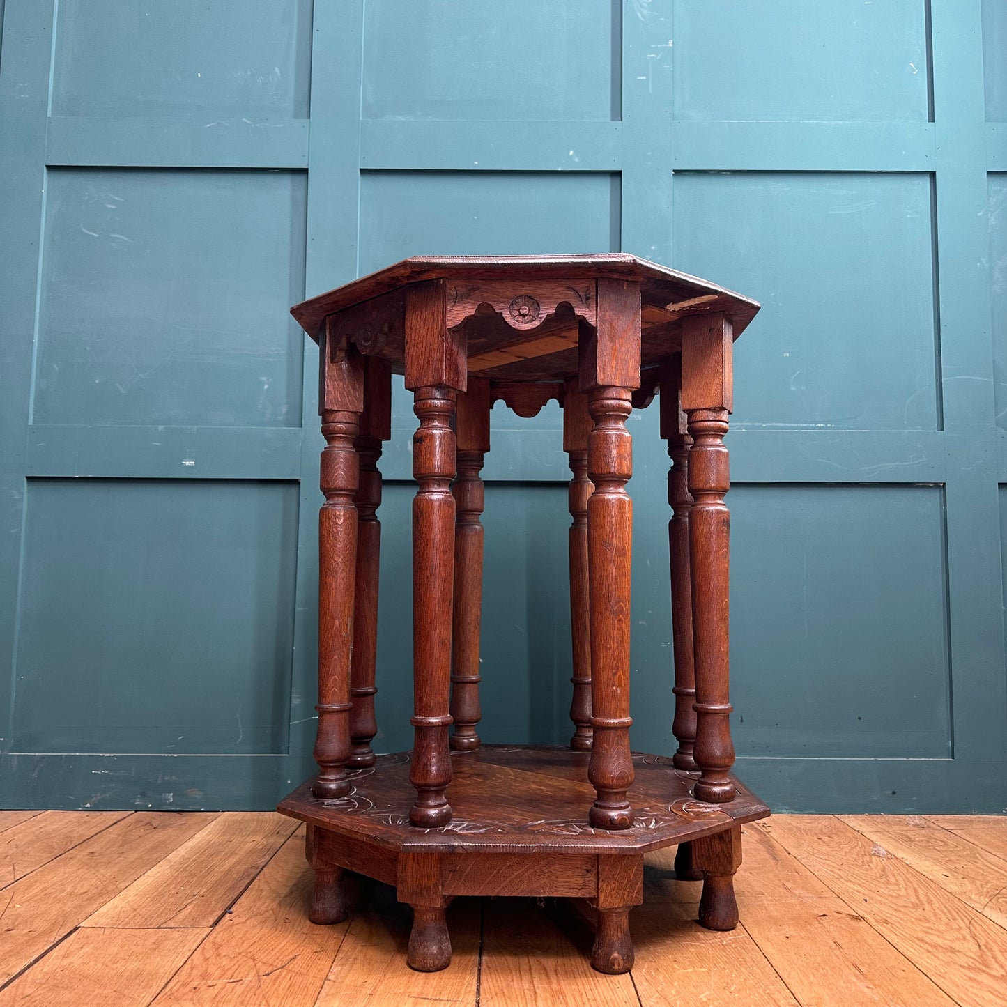 Antique Oak Side Table / Octagonal Table / Cocktail Cabinet / Lamp Table