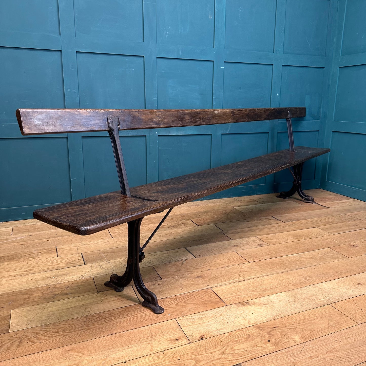 Antique Pitch Pine Bench / Railway Station Bench / Pine Hall Bench / Seating (b