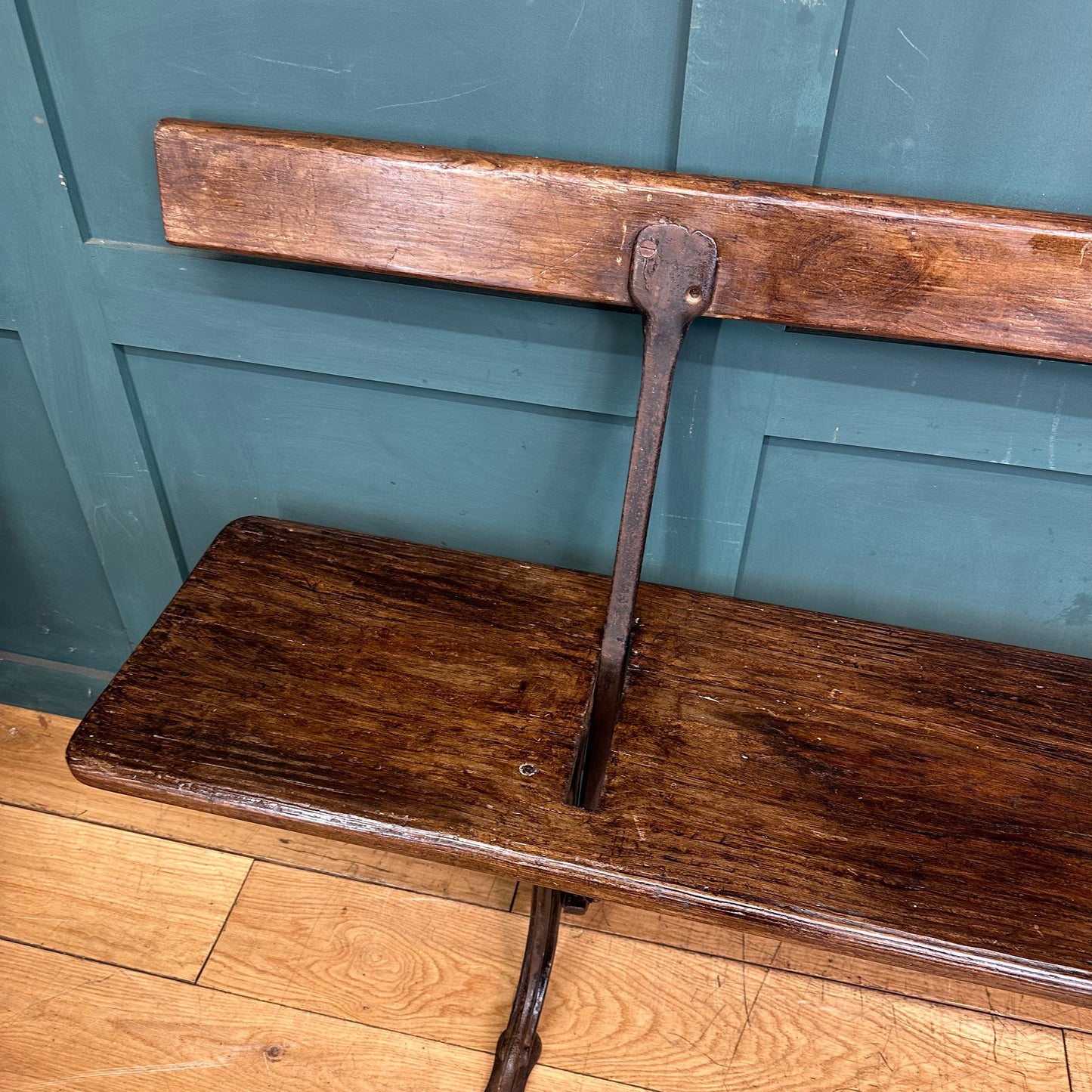 Antique Pitch Pine Bench / Railway Station Bench / Pine Hall Bench / Seating (b