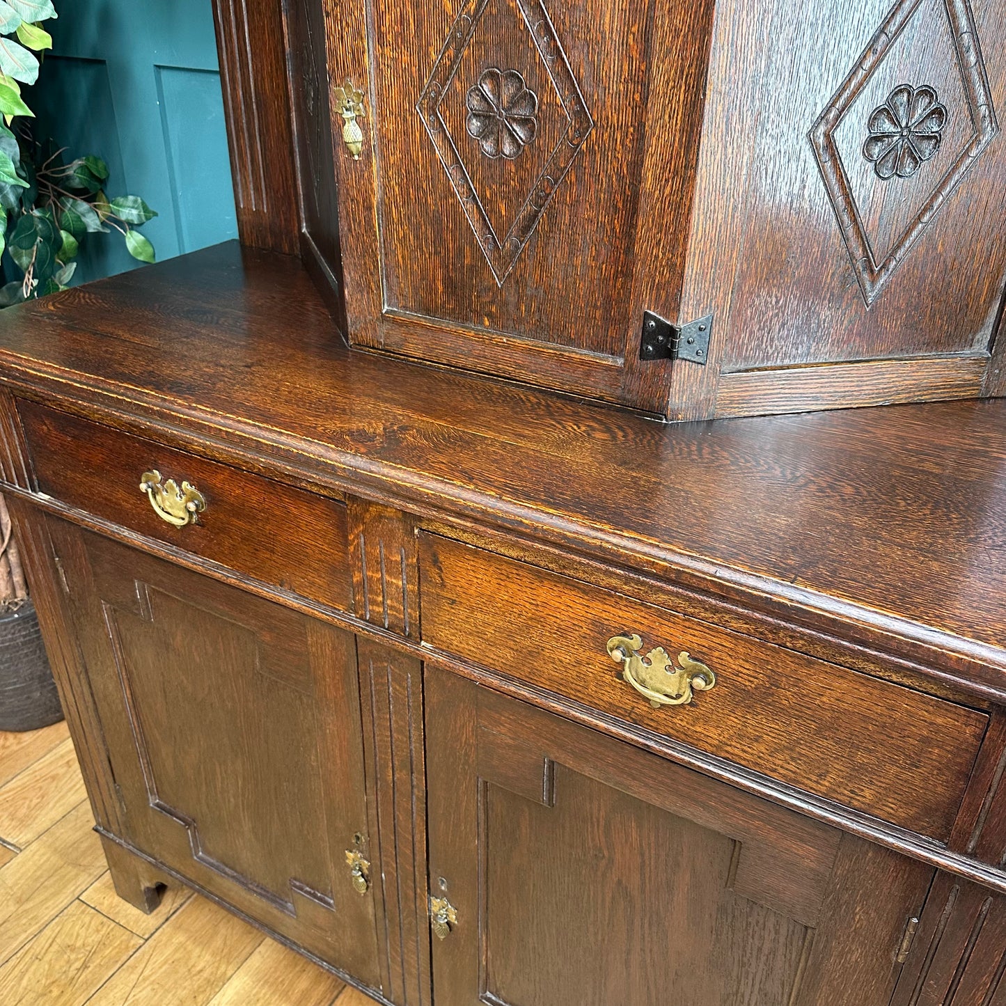 Antique Oak Court Cupboard /Antique Oak Dresser/Home Cocktail Bar / Oak Cabinet / Buffet Server