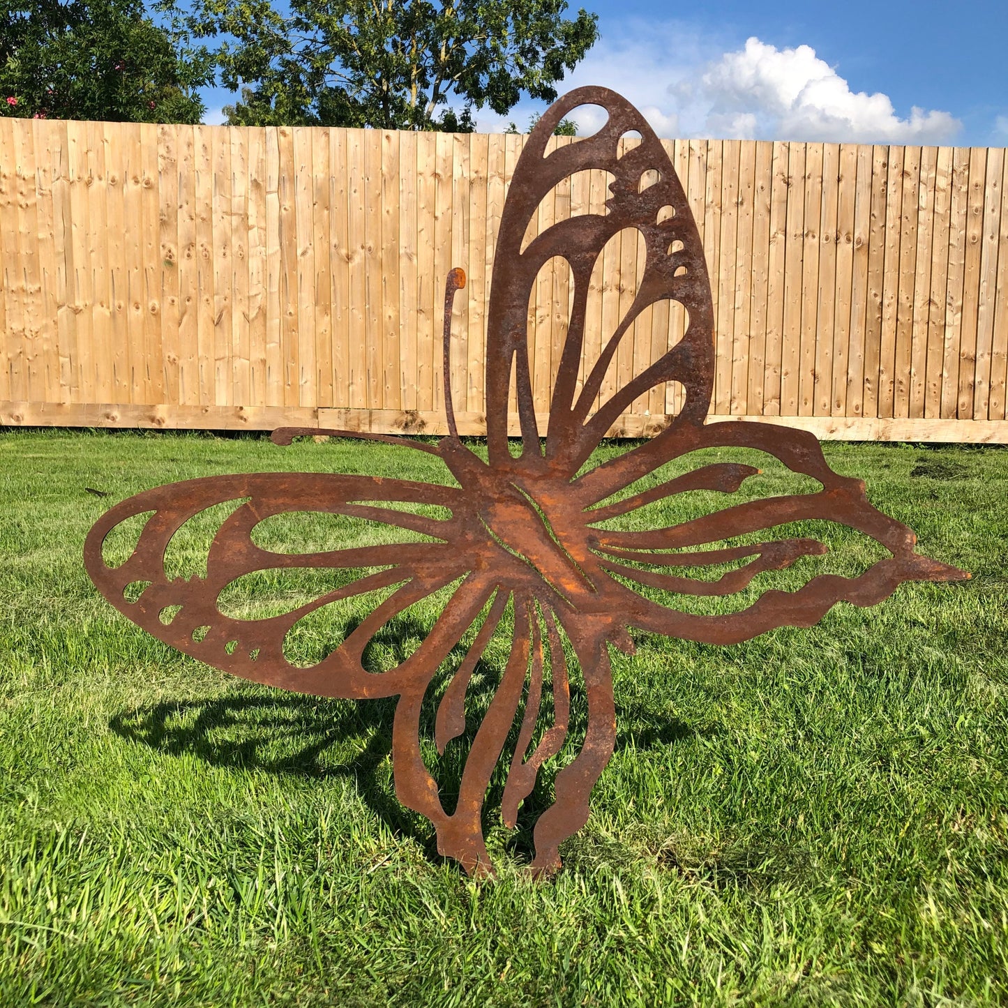 Large Rusty Metal Butterfly Decoration