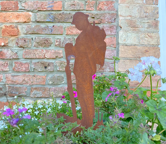Small Rusty Metal Soldier  Garden Decoration