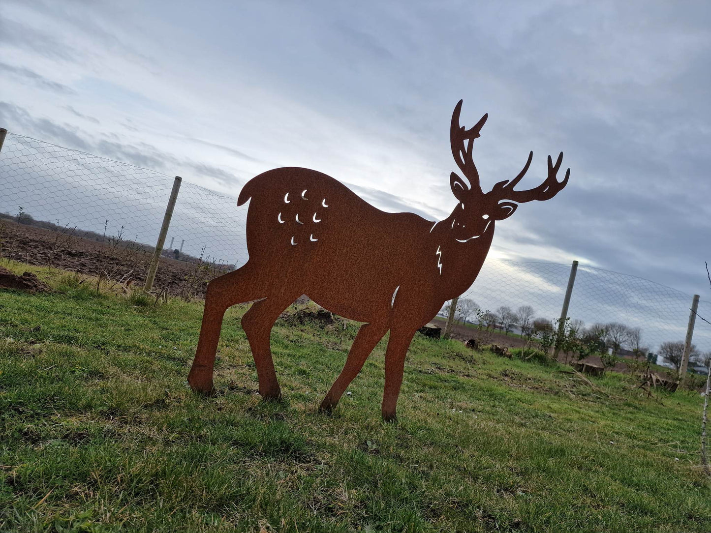 Large Rusty Metal Garden Stag Statue