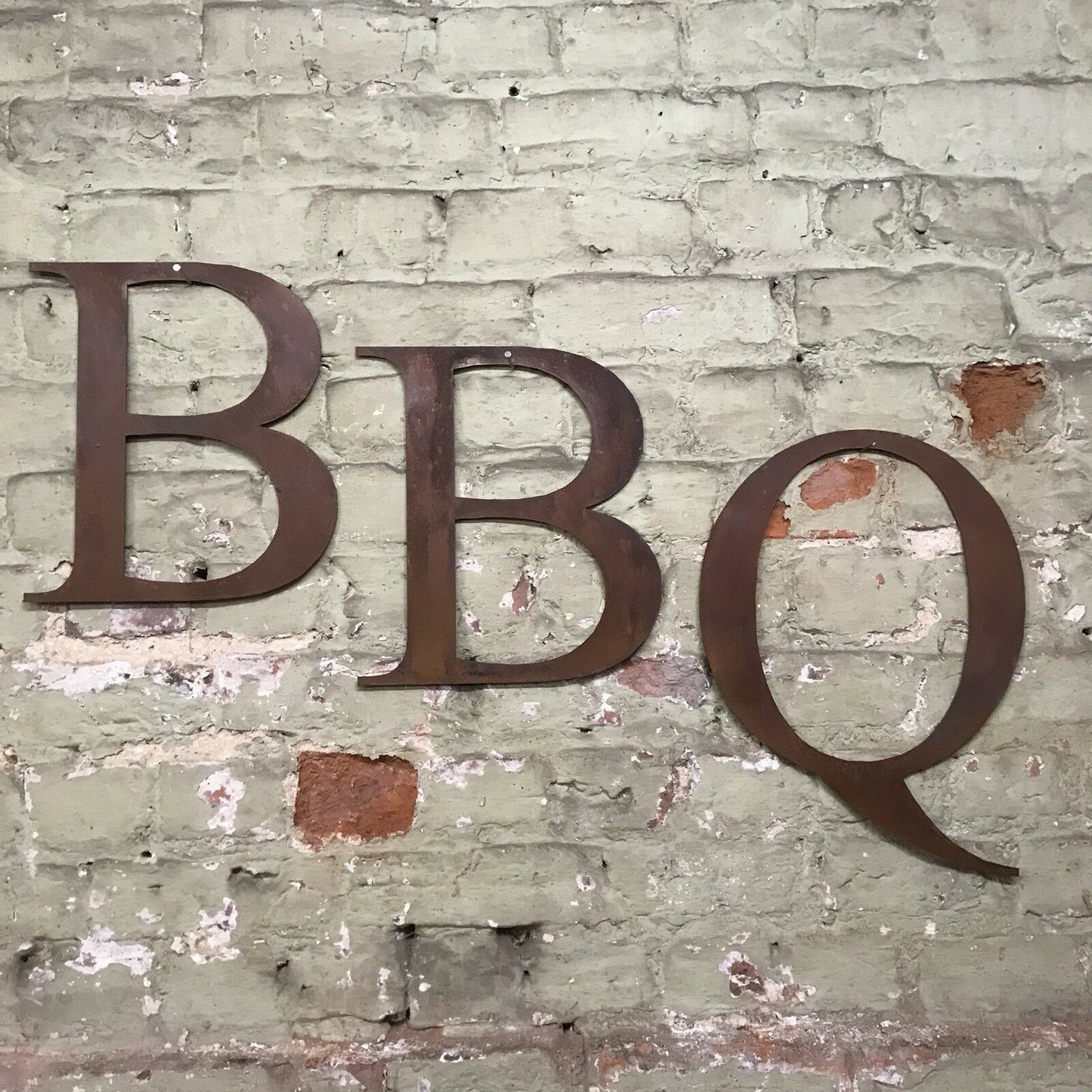 BBQ Sign , Classic Rusty Metal Lettering 5" Or 12" Tall