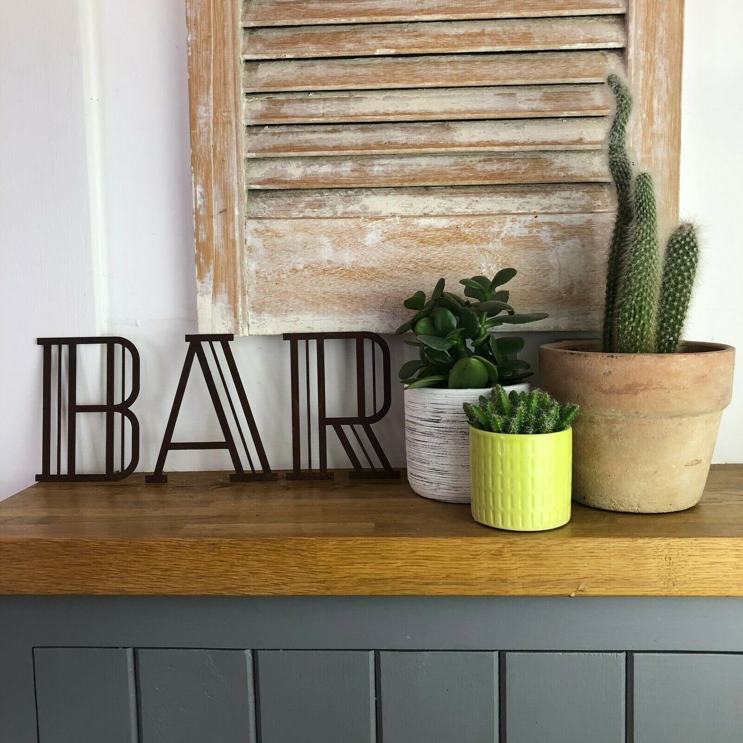 Bar Sign, Art Deco Rusty Metal Lettering 5" or 12" Tall