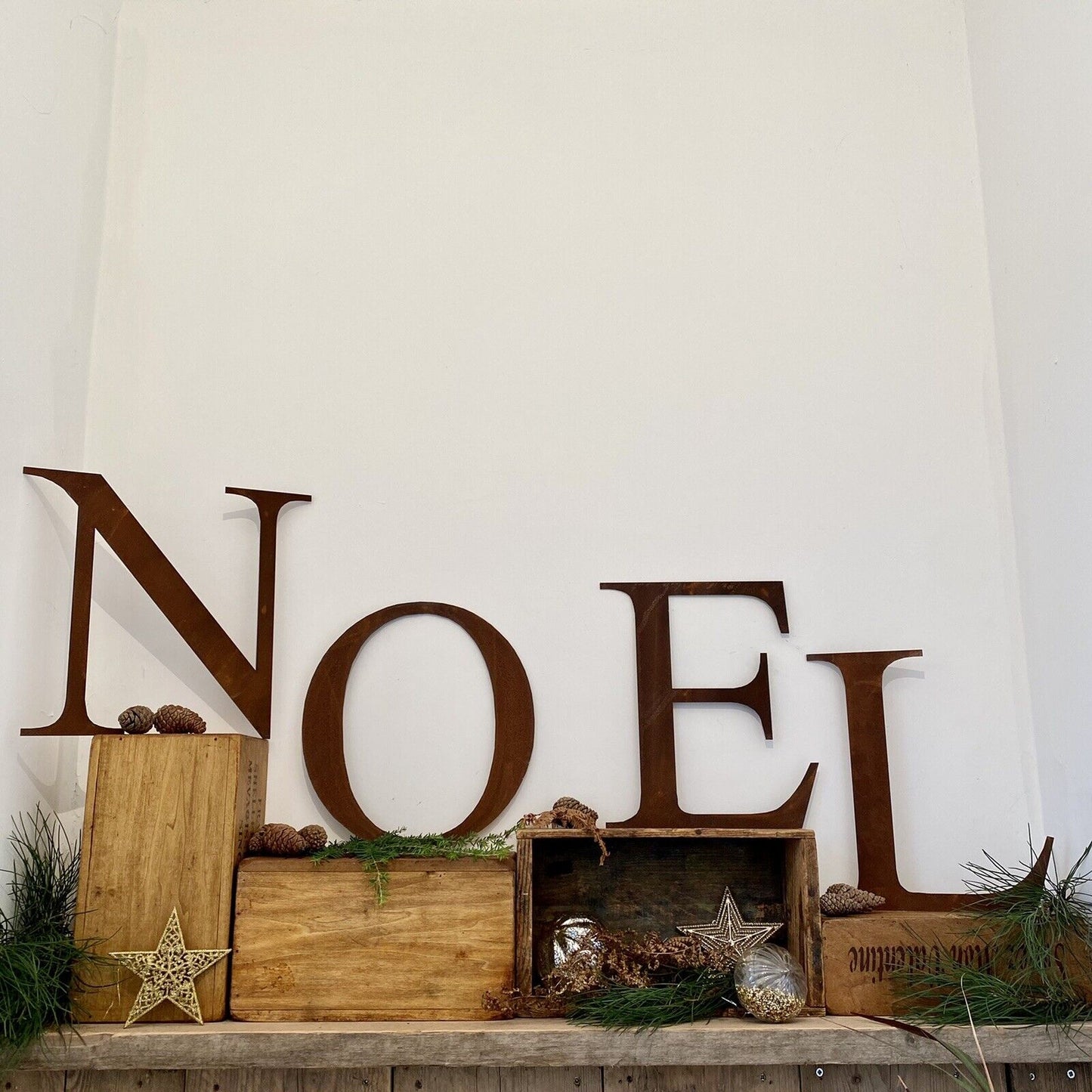 NOEL Rustic Rusted Metal Letters Christmas House Fireplace Mantle Decoration