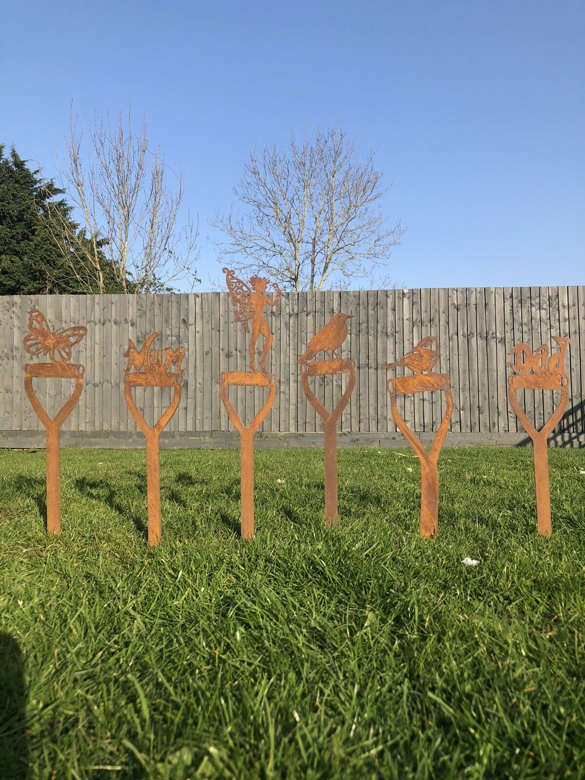 Rusty Metal Fairy On A Spade Garden Decortaion